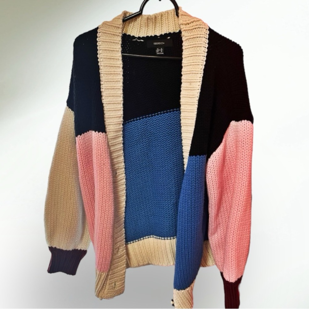 Colorblock sweater cardigan